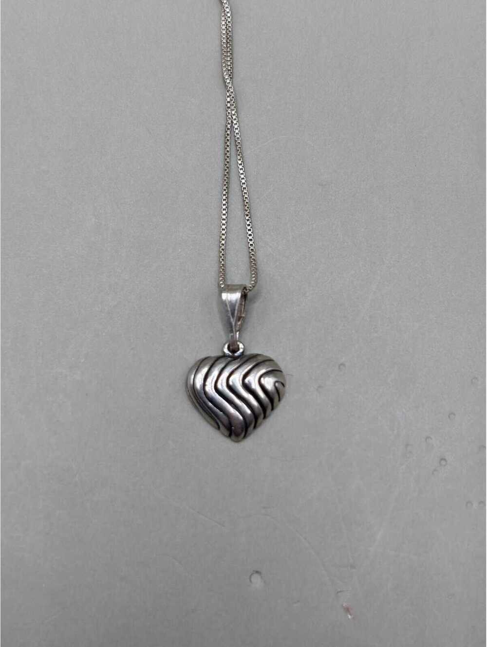Vintage Sterling Silver Heart Pendant Necklace